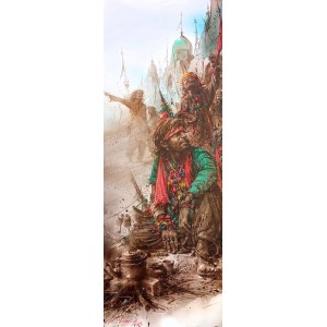 Ali Abbas, 11 x 30 inch, Watercolor on Paper, Figurative Painting, AC-AAB-330 Ali Abbas, 11 x 30 inch, Watercolor on Paper, Figurative Painting, AC-AAB-330